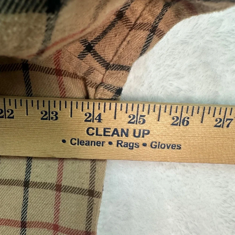 Porter + Ash Button Down Shirt Mens XL Tan Plaid Flannel Long Sleeve‎ Pocket